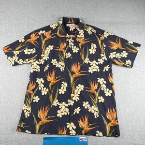 Tommy Bahama Silk Hawaiian Shirt Medium Floral Beach Button Up Short Sleeve Mens